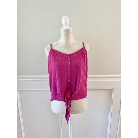 Mudd NWT Pink Button Up Tie Front Tank Top XXL - Picture 2 of 6